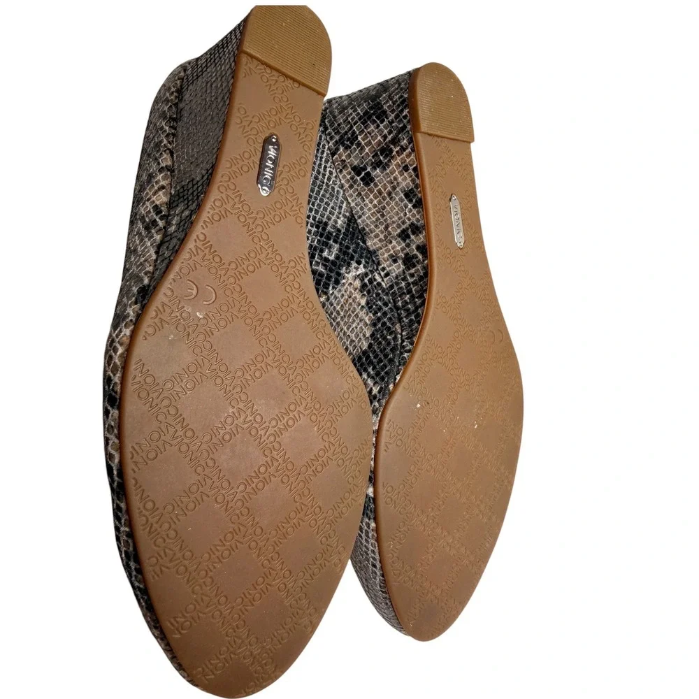 Vionic Antonia Snakeskin Leather Wedge Pumps 7.5